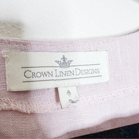 Crown Linen Designs Blush Pink Linen Blouse Long Sleeve Bell Size Large Women’s - Picture 4 of 5